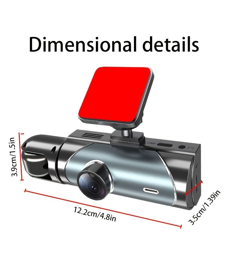 Black Car Dashcam Dual Camera 1080P Front Display Infrared Night Vision Loop Recording - Image 2