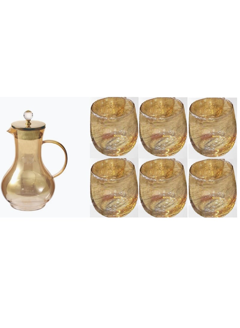 Glass Water Pitcher Set with 6 Cups for Home Kitchen Juice Jar Glass Juice Jugs Iced Tea Cups  - Image 1