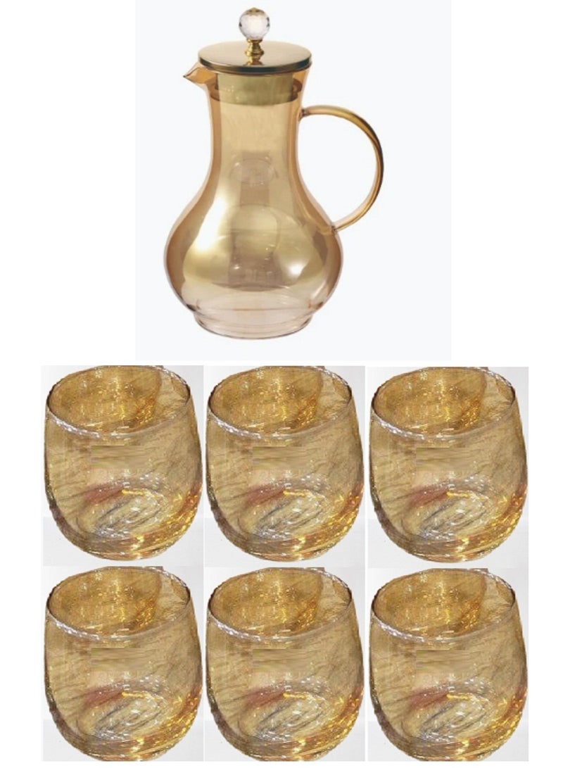 Glass Water Pitcher Set with 6 Cups for Home Kitchen Juice Jar Glass Juice Jugs Iced Tea Cups  - Image 2