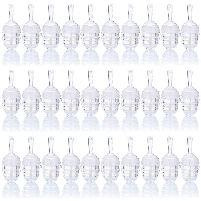DEAYOU DEAYOU 30 Pack Empty Lip Gloss Tubes with Wand, Honey Pots Shaped Refillable Plastic Lipgloss Containers, Clear Lipstick Brush Bottles for Women DIY Makeup, Lipgloss Making Kit, 0.2OZ/ 6ml  - Image 3