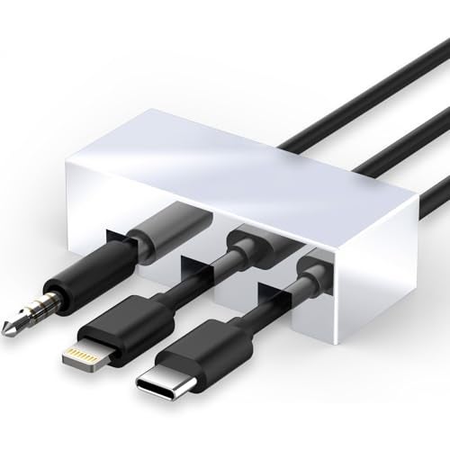 Meenova 304 Stainless Steel Weighted Cord Holder for Nightstand, Paper Weight, Letter Paperweight, 3 Hole Design, Aesthetic Desk Accessory for Office Computer Desk Charger Metal Charging Cable Holder - Image 2