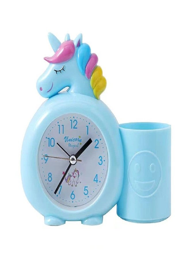 ARTLABEL Plastic Cute Cartoon Theme Desk Alarm Digital Clock For Kids (Multicolour, 14 X13 X 4Cm) (Unicorn (Blue)) - Image 1