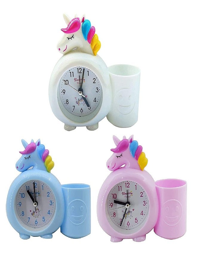 ARTLABEL Plastic Cute Cartoon Theme Desk Alarm Digital Clock For Kids (Multicolour, 14 X13 X 4Cm) (Unicorn (Blue)) - Image 4