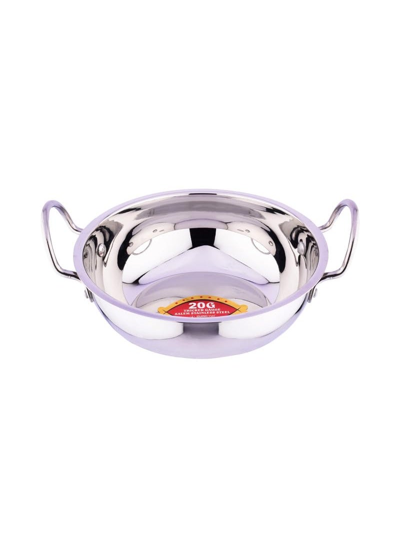 EUROstyle KITCHENWARE COOK WITH COMFORT EUROstyle KITCHENWARE COOK WITH COMFORT Premium Stainless Steel Kadai With Lid Induction Friendly 14L Stainless Steel Eus_Kadai_Wl_14  - Image 3