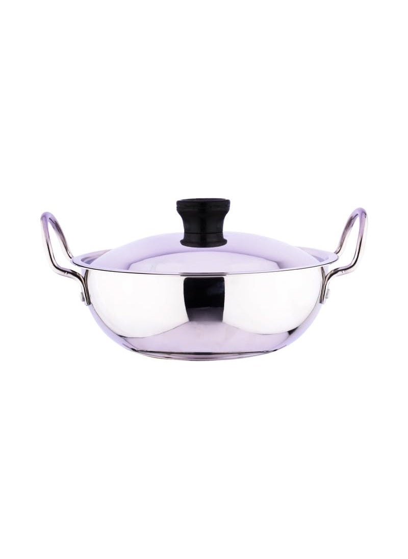 EUROstyle KITCHENWARE COOK WITH COMFORT EUROstyle KITCHENWARE COOK WITH COMFORT Premium Stainless Steel Kadai With Lid Induction Friendly 14L Stainless Steel Eus_Kadai_Wl_14  - Image 1