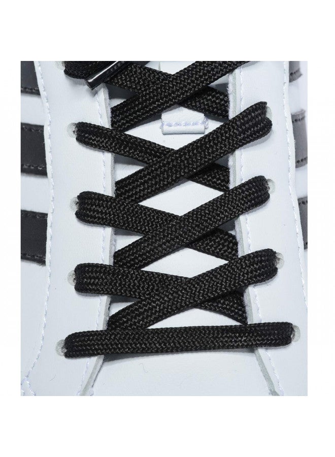 Curtual Wide Flat Athletic Shoelaces with Wide Shoelaces Flat Shoe Laces [2 Pairs] [6 Color][8 Size] for Sneakers and Shoes (63" inches (160 cm), Black) - Image 1