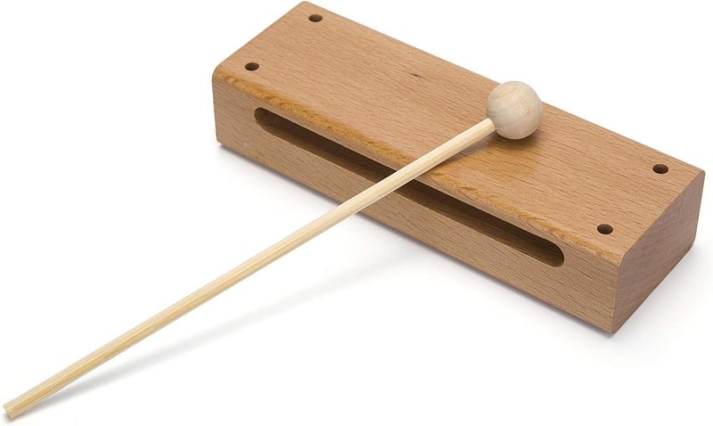 Mihey Wood Block Musical Instrument with Mallet Solid Hardwood Percussion Rhythm Blocks - Image 1