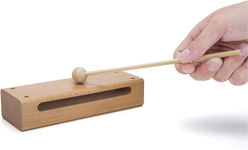 Mihey Wood Block Musical Instrument with Mallet Solid Hardwood Percussion Rhythm Blocks - Image 2