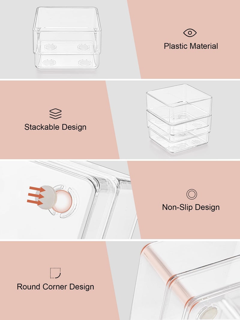 SMARTAKE 37-Piece Drawer Organizer with Non-Slip Silicone Pads, 4-Size Desk Drawer Organizer Trays Storage Tray for Makeup, Jewelries, Utensils in Bedroom Dresser, Office and Kitchen (Clear) - Image 5