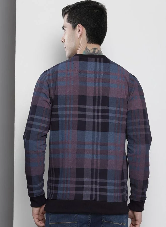 The Indian Garage Co  The Indian Garage Co Men Regular Fit Checked Crew Neck Full Sleeves Sweatshirt  | Best Price UAE