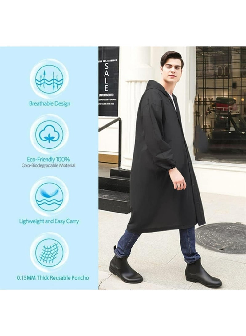 YOUGE Rain Poncho for Adults, 2 Pack Reusable Raincoat, Emergency Ponchos for Women or Men, Portable Waterproof Rain Cape Rain Jacket Raincoats for Outdoor Activities - Image 3