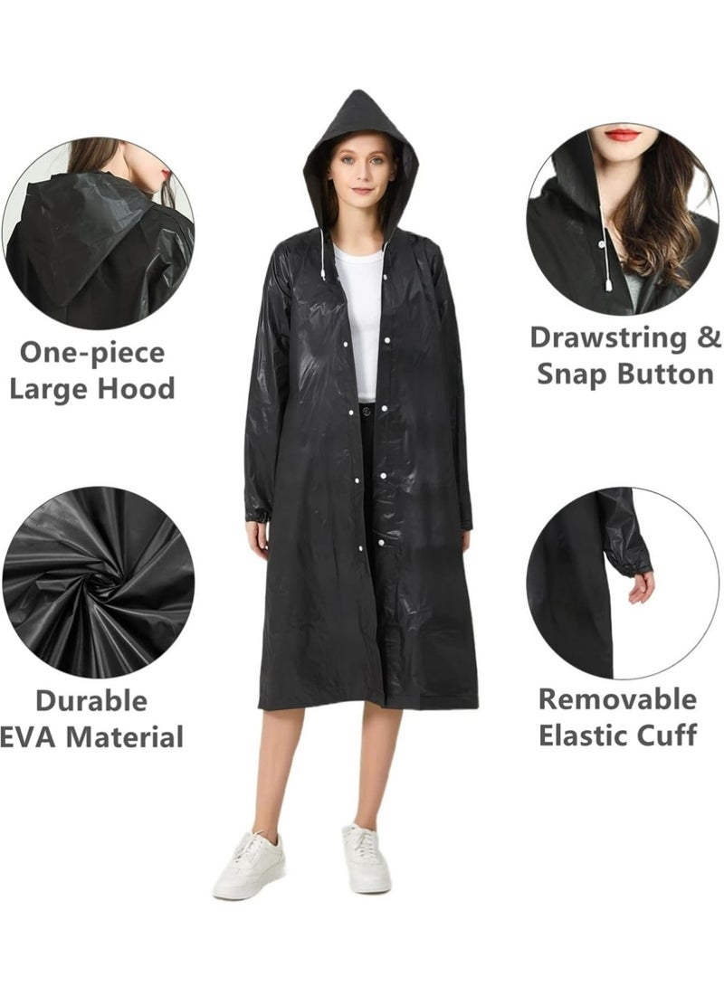YOUGE Rain Poncho for Adults, 2 Pack Reusable Raincoat, Emergency Ponchos for Women or Men, Portable Waterproof Rain Cape Rain Jacket Raincoats for Outdoor Activities - Image 2