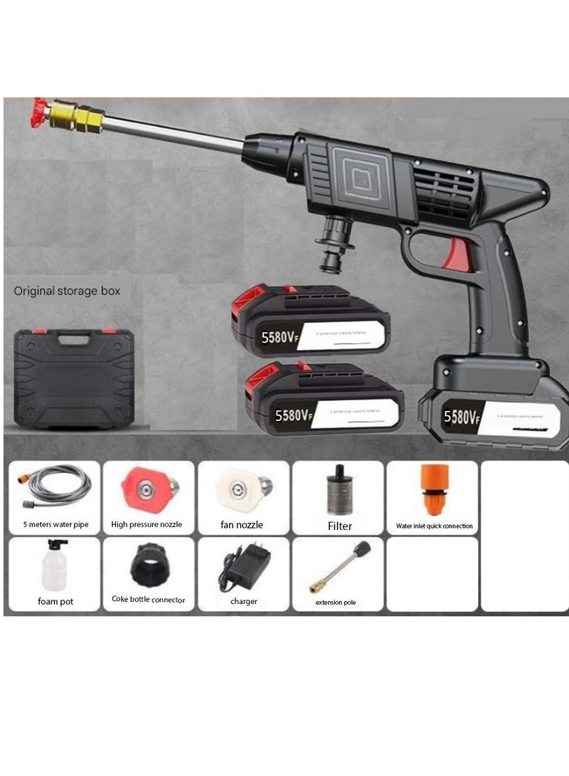 Huitich 21V High-Pressure Car Washing Water Gun with Storage Box Black Includes 2 Battery, 5-Meter Hose, and Tool Box.  - Image 2