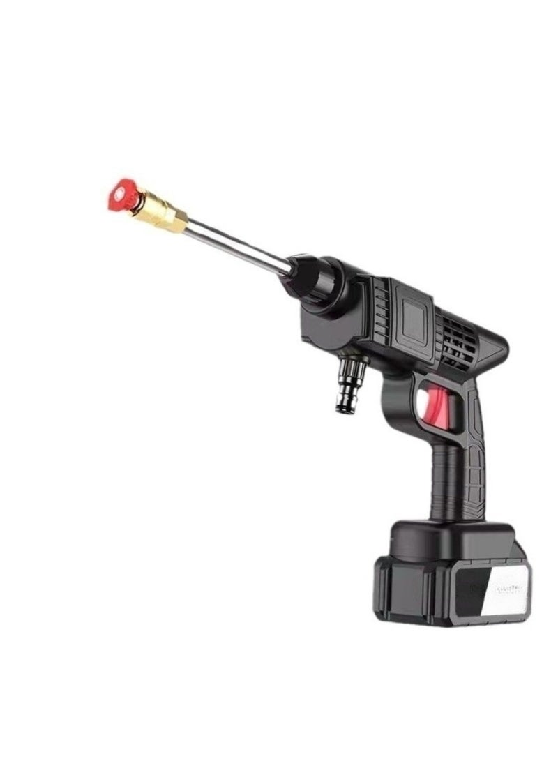 Huitich 21V High-Pressure Car Washing Water Gun with Storage Box Black Includes 2 Battery, 5-Meter Hose, and Tool Box.  - Image 1