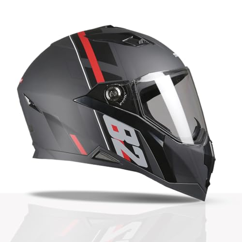 TVS Racing Anti Matter FullFace Helmet for Bike & Motorcycle Riders-DOT &ISI Certified-Lightweight ABS Shell,UV Resistant-Ventilated Comfort Liner,Quick-Release Visor &Chin Strap(Grey & Red/XL) - Image 3