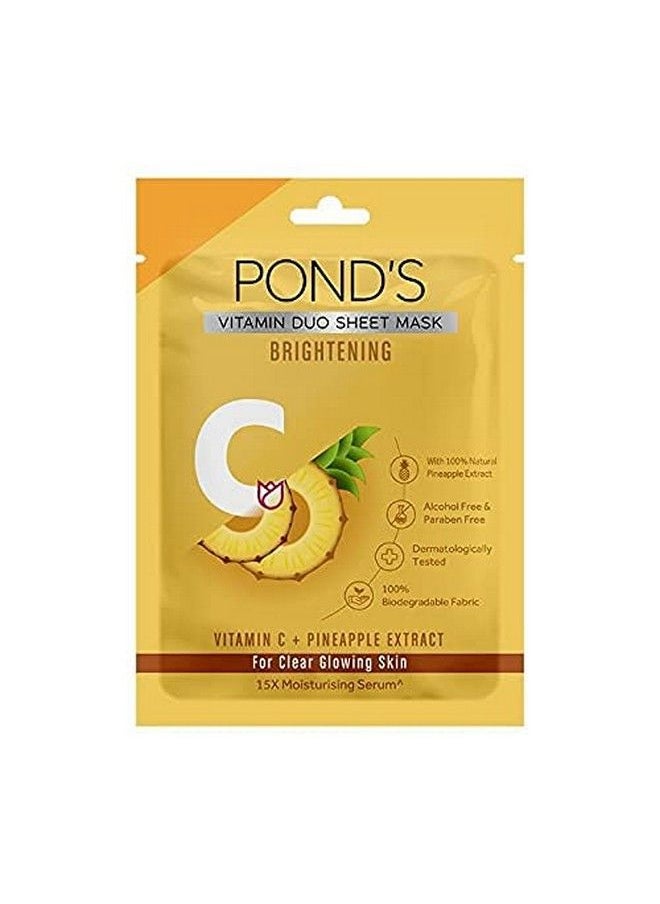 Pond's Vitamin C Brightening Sheet Mask With Pineapple Extract For Clear Glowing Skin Paraben Free Biodegradable Fabric 25 Ml  - Image 1
