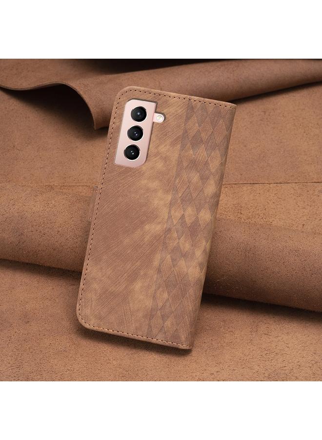S-TOP Case For Samsung Galaxy S21+ 5G Plaid Embossed Leather Phone Case - Image 3