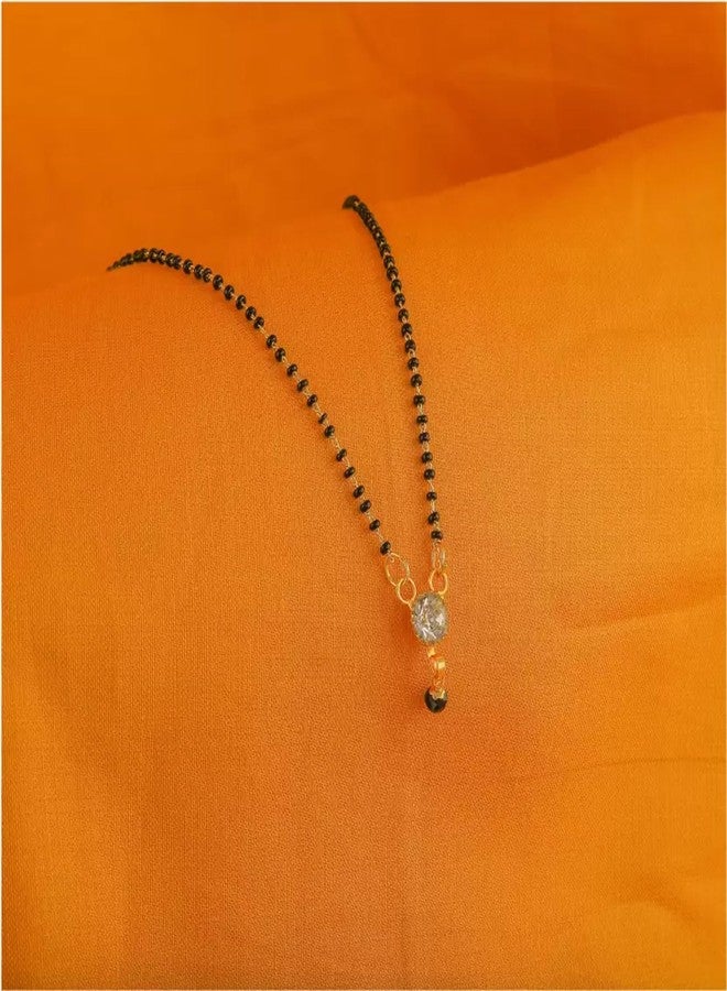 Shivarth Fancy Jewellery Mangalsutra for Women Ladies Girls South Indian Traditional Golden Color Maharashtrian Chain Mangal Sutra Pendant Tanmaniya Black golden Nallapusalu Chains Pack Of 5 - Image 4