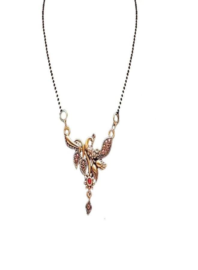 Shivarth Fancy Jewellery Mangalsutra for Women Ladies Girls South Indian Traditional Golden Color Maharashtrian Chain Mangal Sutra Pendant Tanmaniya Black golden Nallapusalu Chains Pack Of 5 - Image 5