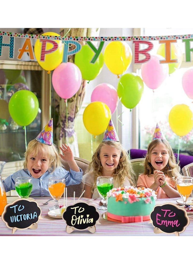 12 Pack Small Chalkboard Signs with Easel Stand - Wooden Message Boards for Weddings, Parties, Food Labels, and Pricing. Ideal for Innovative Displays!