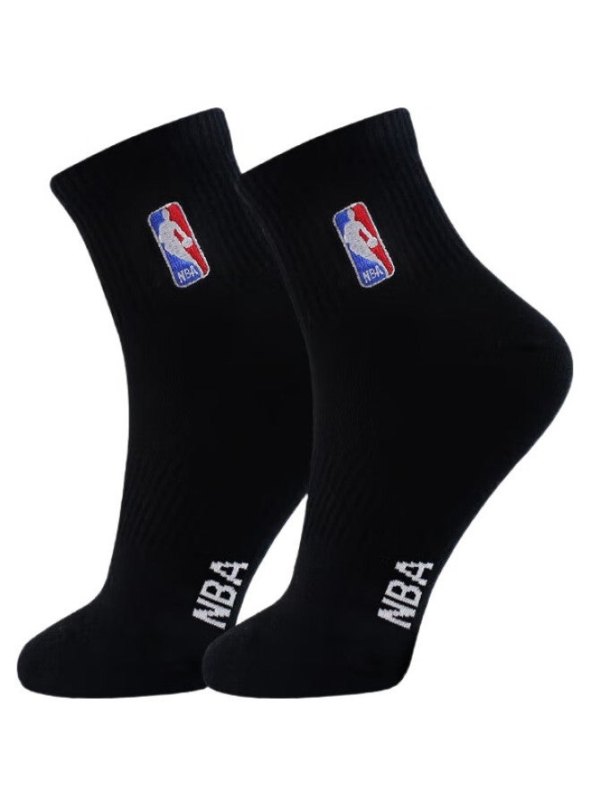 NBA Socks For Men, Summer Casual Sports Socks, Sweat-Absorbing Seamless Combed Cotton Socks, Embroidered Training Running Basketball Socks, 3 Pairs - Image 1