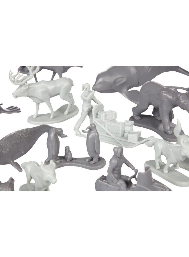 SCS Direct Arctic Animals Action Figures Playset- 48pc Mini Polar Animal Figurines- Wildlife Set Includes Toy Bears, Seals, Penguins, Eskimos & More- Great for Pretend Play, Dioramas, Cake Toppers & Toy Gifts - Image 2