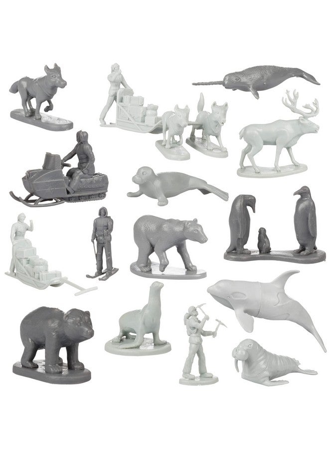 SCS Direct Arctic Animals Action Figures Playset- 48pc Mini Polar Animal Figurines- Wildlife Set Includes Toy Bears, Seals, Penguins, Eskimos & More- Great for Pretend Play, Dioramas, Cake Toppers & Toy Gifts - Image 3