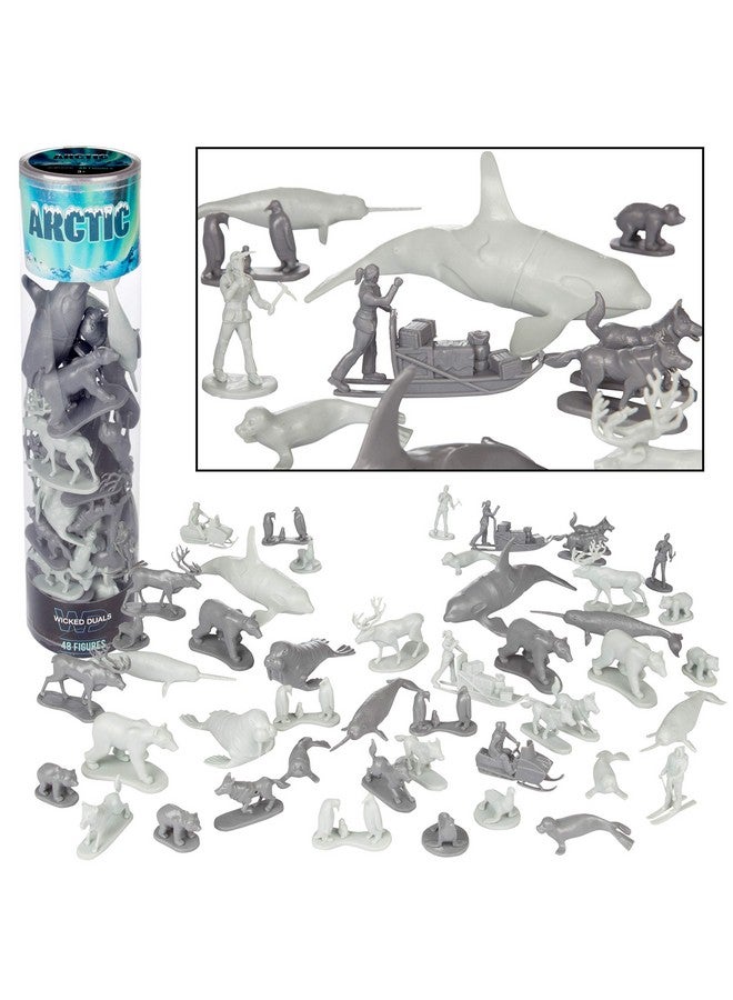 SCS Direct Arctic Animals Action Figures Playset- 48pc Mini Polar Animal Figurines- Wildlife Set Includes Toy Bears, Seals, Penguins, Eskimos & More- Great for Pretend Play, Dioramas, Cake Toppers & Toy Gifts - Image 5