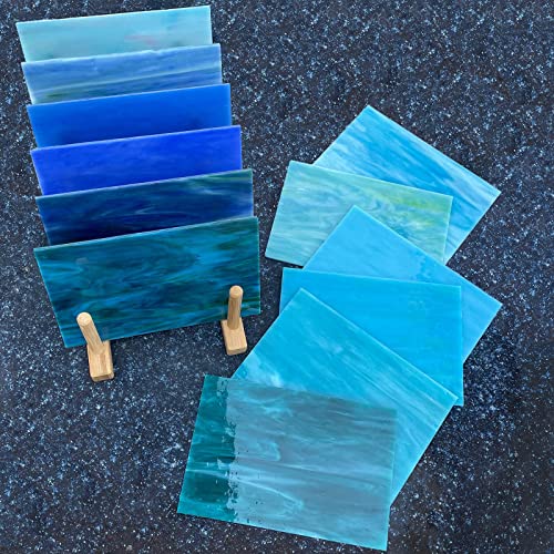 LITMIND 12 Sheets Blue Stained Glass Variety Pack, 4 x 6 Inch Smooth Opaque Art Glass for Mosaic Crafts, DIY Art Projects & Supplies - Image 2