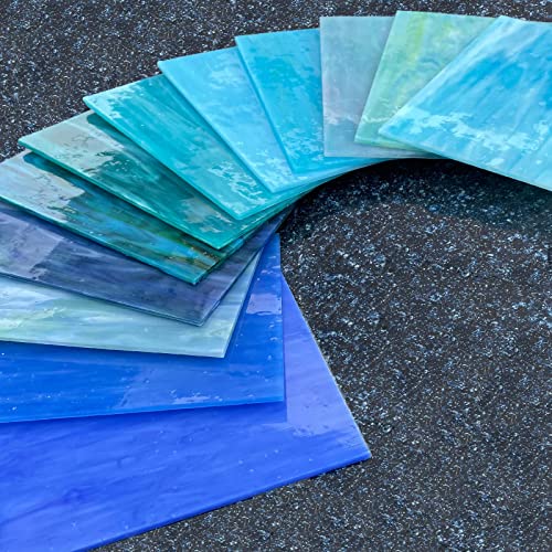 LITMIND 12 Sheets Blue Stained Glass Variety Pack, 4 x 6 Inch Smooth Opaque Art Glass for Mosaic Crafts, DIY Art Projects & Supplies - Image 4
