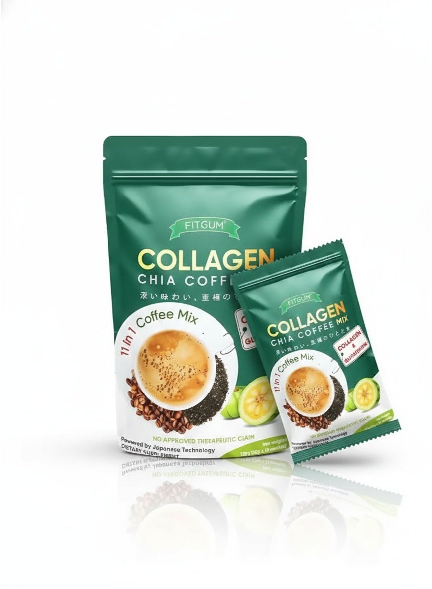 FITGUM Collagen Chia Coffee Mix 120g | Premium 11-in-1 Coffee