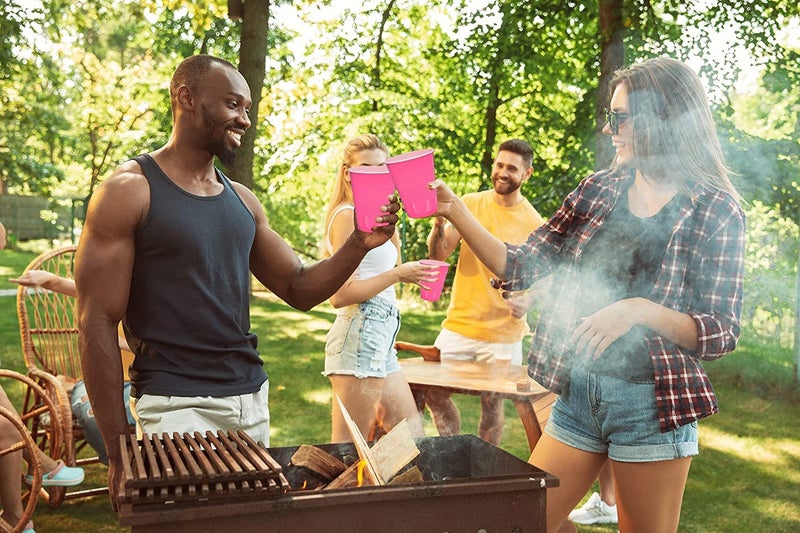 DecorRack Pink Plastic Cups  12 oz Disposable Cups  Reusable Party Supplies (40 Count) - Image 3