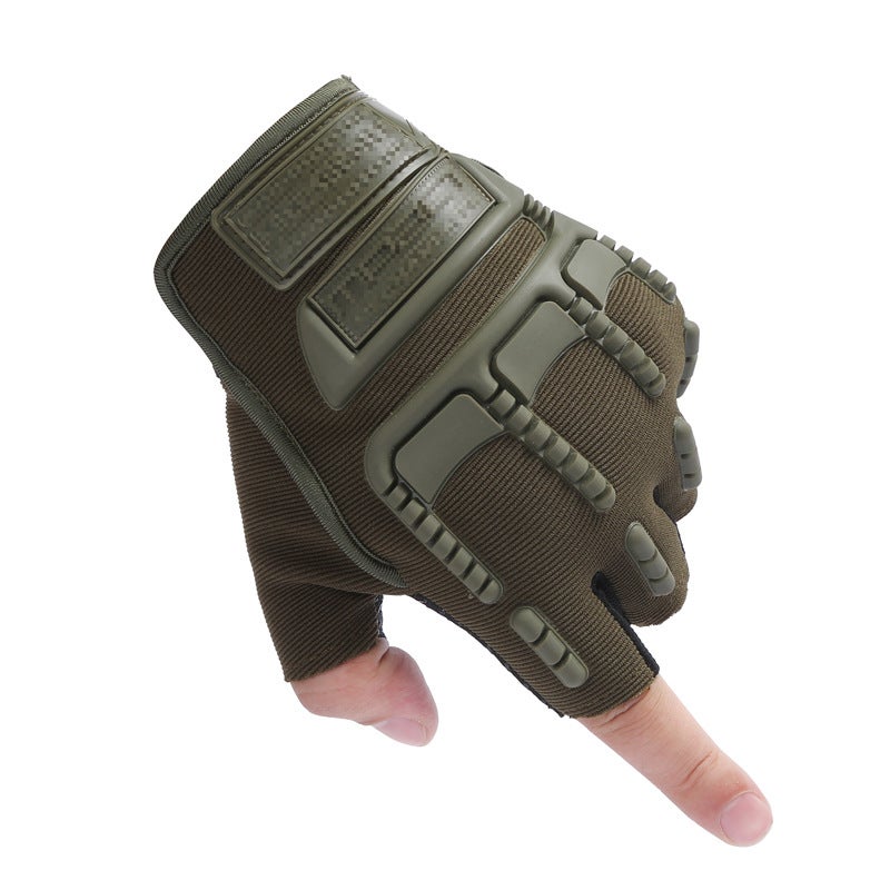 Military fan tactical half finger gloves outdoor sports men special forces mountaineering combat non-slip fitness riding non-slip wholesale Freedom-Army Green 
