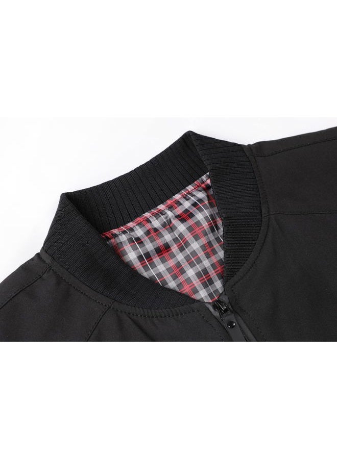 Lentta Men's Slim Fit Lightweight Softshell Bomber Jacket Coat, Black, XL - Image 4