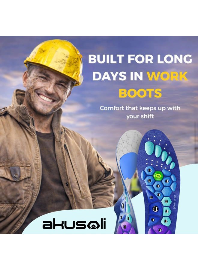 Akusoli Insoles Men and Women. Shoe Insoles, Acupressure, Magnetic Shoe Inserts. Arch Support, Shock Absorption, Working All Day, Standing All Day UK8-12(11.8in) - Image 2