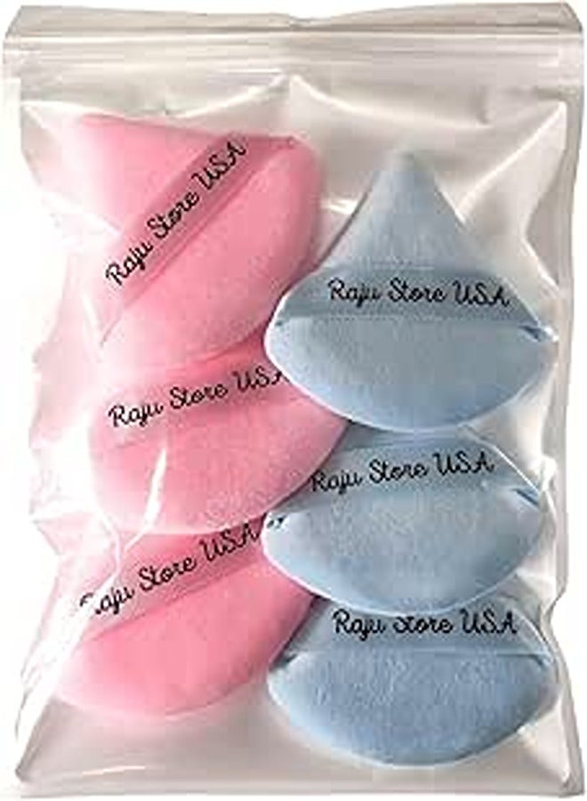 6pcs Velvet soft makeup puff,beauty blender, contouring,Foundation Powder Puff sponge triangle powder puff with Dry and Wet Usage (Pink and Skyblue)