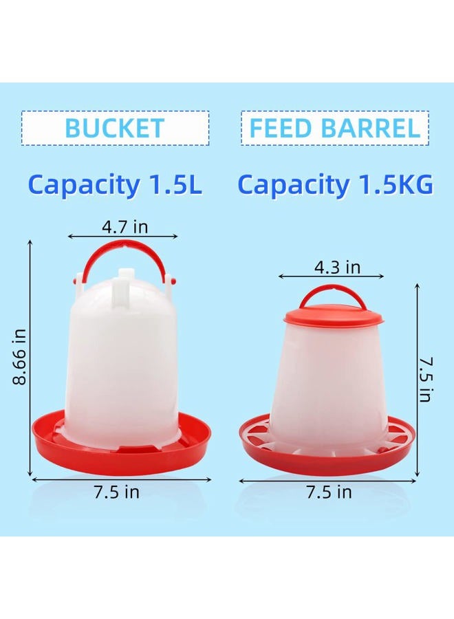 APlayfulBee Chick Feeder and Waterer Kit, 1.5kg Chick Feeder and 1.5L Chick Waterer for Poultry Duck Quail Hanging Poultry Plastic Containers for Outdoor - Image 2