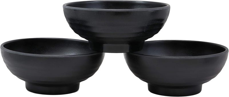 Ebros Gift Ebros Contemporary Round 75 Diameter Matte Black Jade Melamine Ramen Salad Pho Pasta Soup Bowls Pack Of 6 Set For Kitchen Dining Asian Japanese Chinese Cuisine Dinner Bowl Pack Restaurant Supply - Image 4