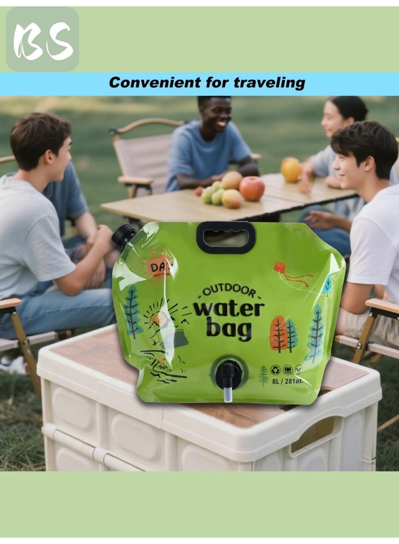 بي إس حقيبة تخزين مياه قابلة للطي للتخييم (8 لتر) | مع صنبور قابل للتعديل | مواد آمنة على الطعام، خالية من مادة BPA | قابلة لإعادة الاستخدام | تصميم قابل للطي والحمل يوفر مساحة التخزين | مصممة للمغامرات الخارجية والاستخدام العائلي، سهلة التعامل مع السفر والمشي لمسافات طويلة. - Image 3