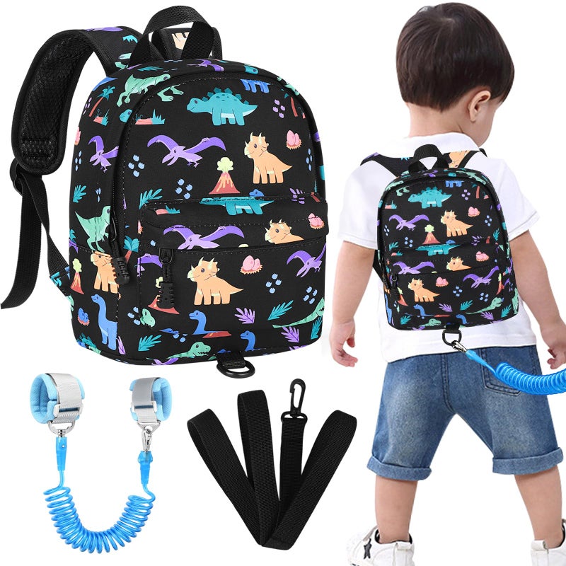 Accmor Toddler Backpack Leash, Cute Dinosaur Kids Backpack with Anti Lost Wrist Link, Mini Child Backpack Leash Baby Walking Harness for Outdoor Travel, Adorable Backpack Tether for Boys - Image 1