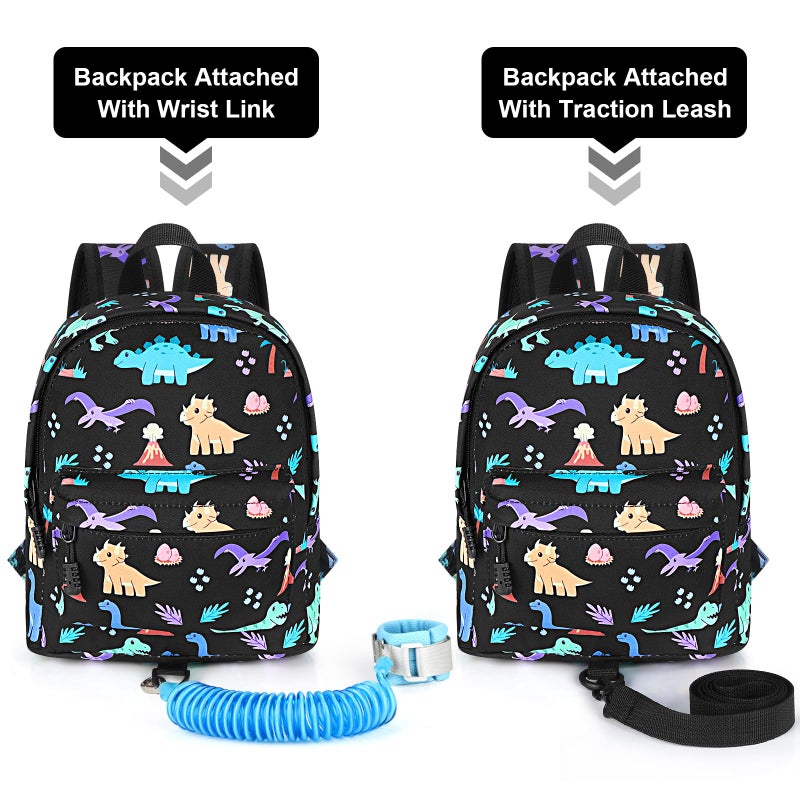Accmor Toddler Backpack Leash, Cute Dinosaur Kids Backpack with Anti Lost Wrist Link, Mini Child Backpack Leash Baby Walking Harness for Outdoor Travel, Adorable Backpack Tether for Boys - Image 4