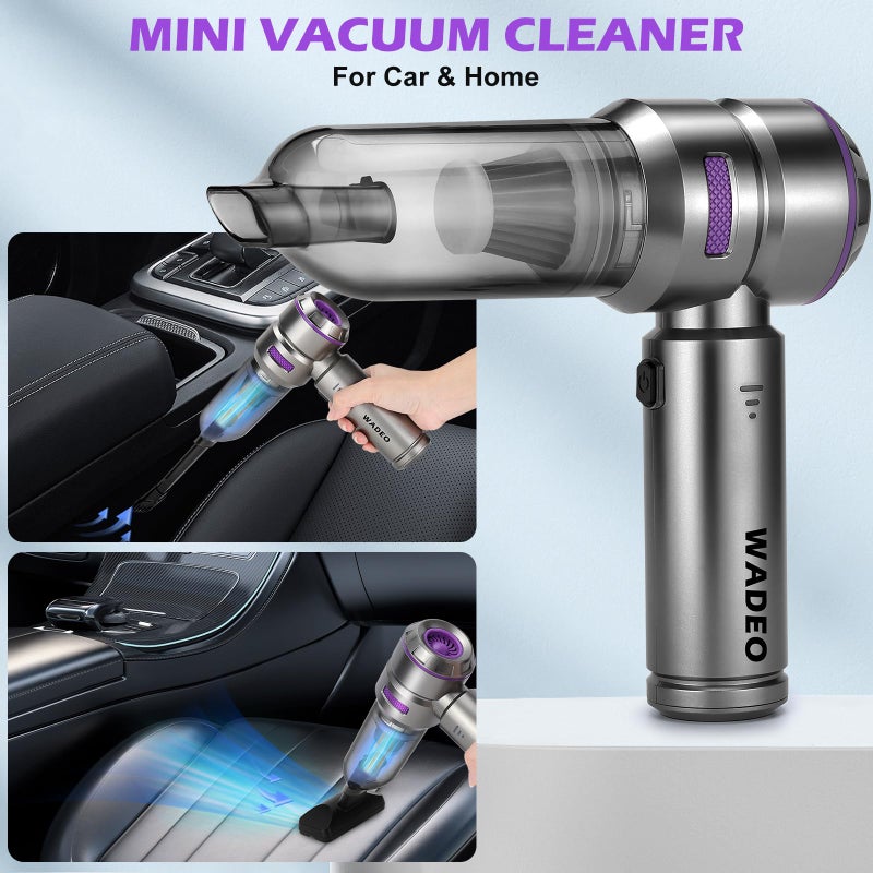 WADEO Handheld Vacuum Cordless, 4-in-1 21000PA Brushless Car Vacuum & 210000RPM Air Duster 7500mAh Battery Air Blower Wireless Handheld Vacuum for Car, Office and Home Cleaning - Image 2