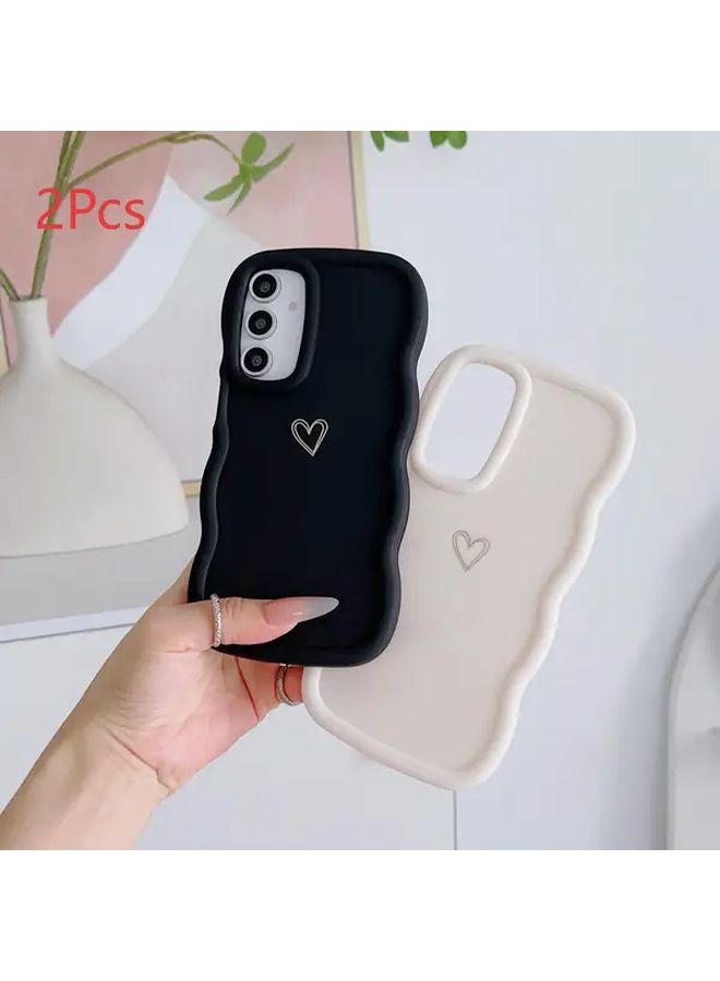 حافظة هاتف Galaxy S25 Plus مكونة من قطعتين بألوان متنوعة، تصميم حلوى ناعم لطيف مع رقاقة ذهبية ونقش قلب بسيط، غطاء حماية محبب للاستخدام اليومي - Image 1