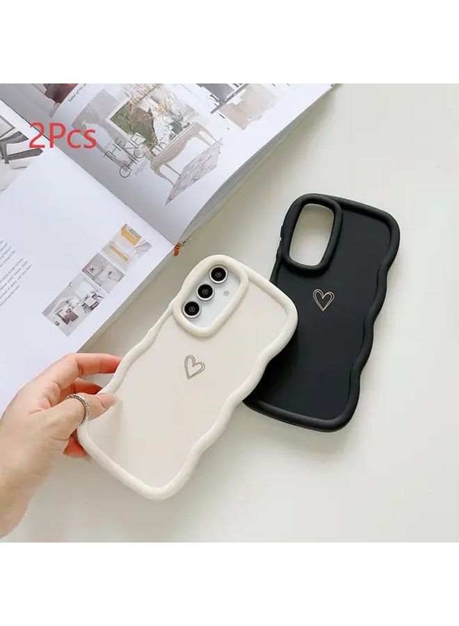 حافظة هاتف Galaxy S25 Plus مكونة من قطعتين بألوان متنوعة، تصميم حلوى ناعم لطيف مع رقاقة ذهبية ونقش قلب بسيط، غطاء حماية محبب للاستخدام اليومي - Image 3