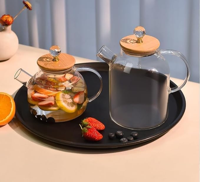 ABSTER Tea Pot Kettle with Lid Glass Kettle Kettle for Tea and Coffee Wooden Lid Glass Teapot Teapot Kettle - Image 4