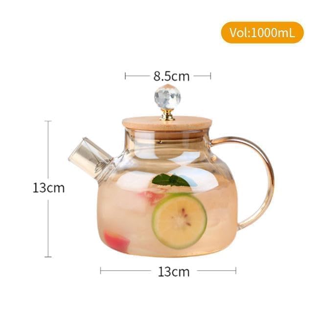 ABSTER Tea Pot Kettle with Lid Glass Kettle Kettle for Tea and Coffee Wooden Lid Glass Teapot Teapot Kettle - Image 2