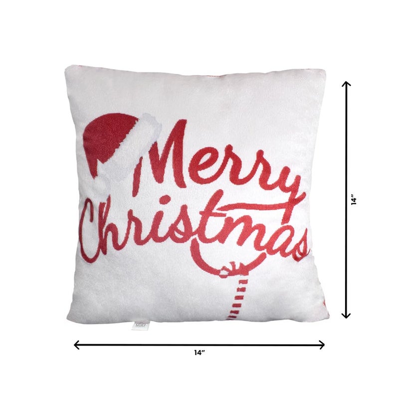 Ultra 14 inch Merry Christmas Soft Premium Plush Cushion Pillow in White | Perfect for Snuggling and Playtime | Animal Toy Birthday | Anniversary | Christmas | Diwali | Home Décor - Image 3