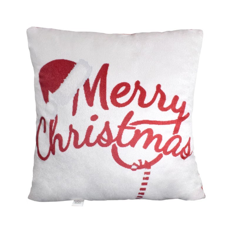 Ultra 14 inch Merry Christmas Soft Premium Plush Cushion Pillow in White | Perfect for Snuggling and Playtime | Animal Toy Birthday | Anniversary | Christmas | Diwali | Home Décor - Image 1