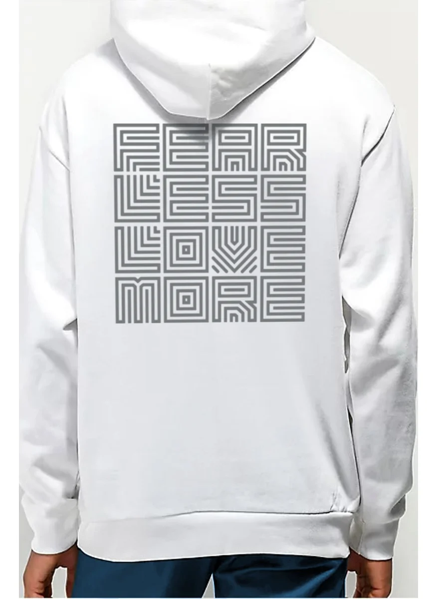 Rock&Roll Love in the Square White Hooded Front and Back Printed Men's Sweatshirt