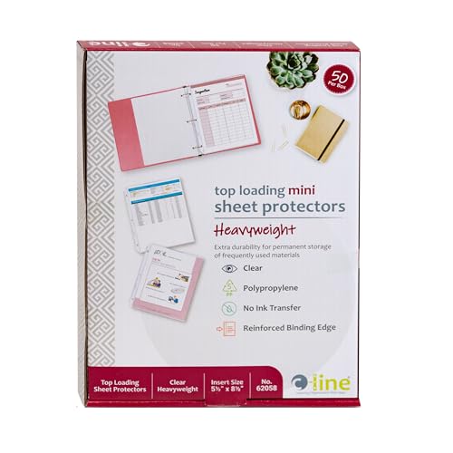 C-Line Top Loading Heavyweight Poly Sheet Protectors, Clear, Mini Size, 8.5 x 5.5 Inches, 50 per Box (62058) - Image 3